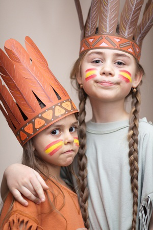 Two sisters dressed as Indians (indian, girl) @waldru
